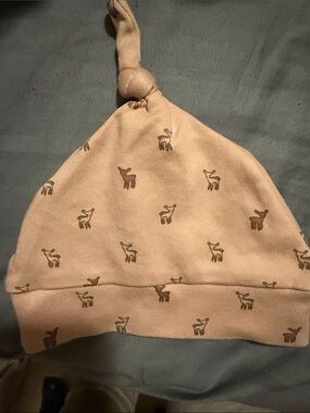 Pehr Baby Hat in Blush with Deer Motif